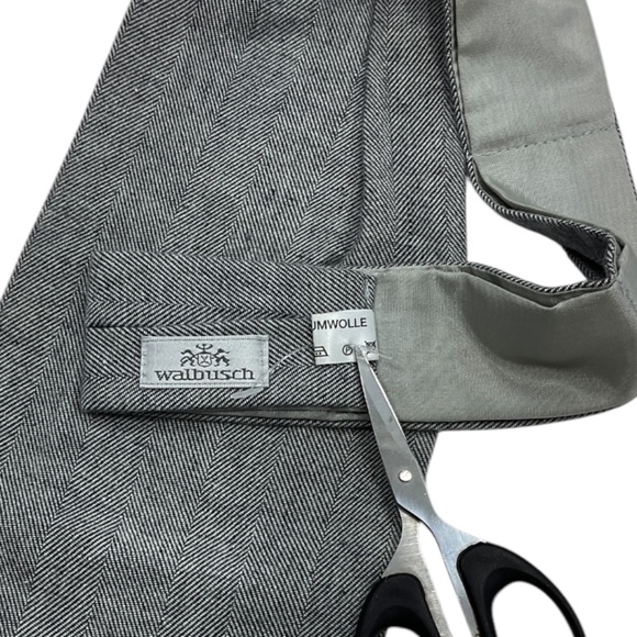 WALBUSCH Solid Gray Cotton LUXURY Ascot Cravat GERMANY - Picture 2 of 2